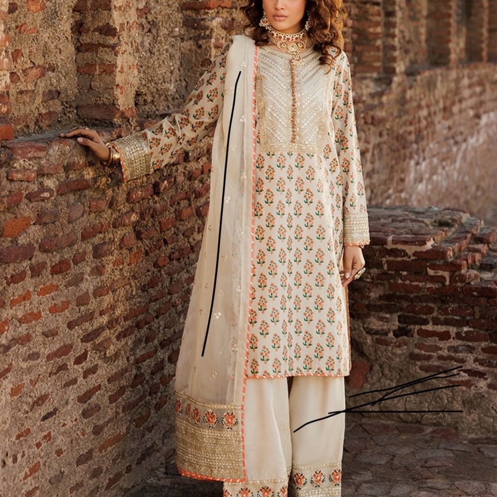 Charisma Elegant Cream and Gold Dress